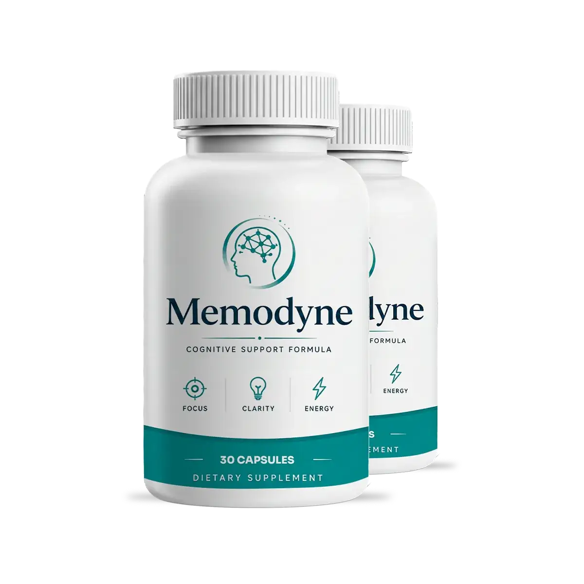 Two bottles of Memodyne dietary supplement, 60 day supply package